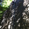 Near the top of 7 ounces.  Easy climb, very soft for a 5.7.  Would be a good lead for a new leader, gear abounds.