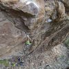 In the crux on Tanuki vying for the 2nd ascent.