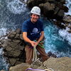 Climbing the Moai in Tasmania