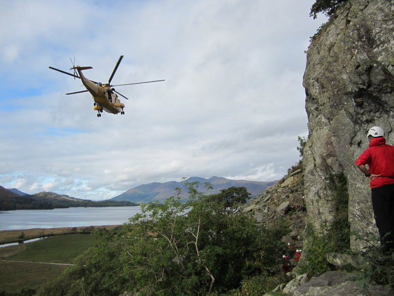 Helicopter rescue on Shepherds Crag. Borrowdale