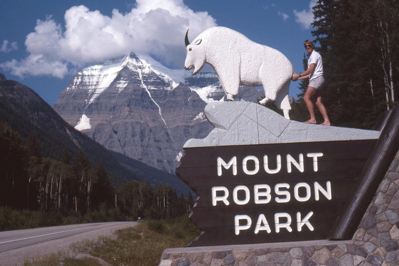 goosing the goat for good luck on Mt Robson