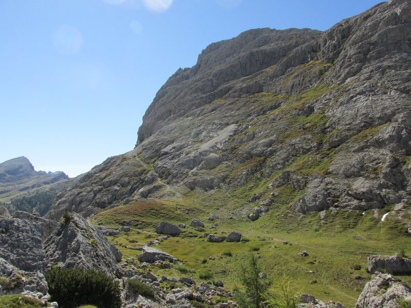 Approach trail for Hexenstein, leaving from the Fortress Museum on the Cortina side of Valparola pass.