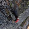 caughtinside nears the alcove belay at the top of P1. <br>
<br>
Photo: Corey Gargano