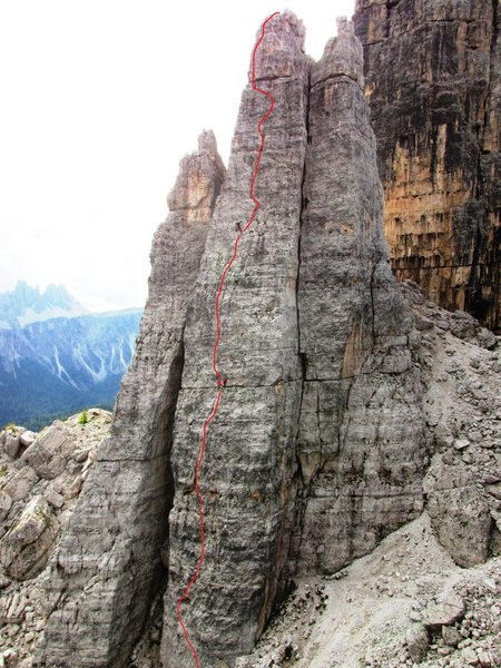 Cinque Torri, Torre Barancio, Via Normale; UIAA Gr. IV+.