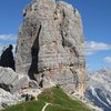 Cinque Torri, Torre Grande W. Summit, Bergfuehrerweg; UIAA Gr IV+.