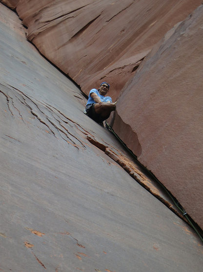 Sean near the anchors of H-Man. 