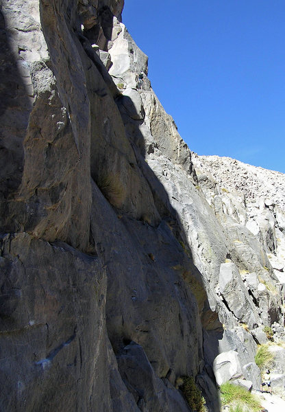 Margy Marshall at bolt 10, belayed by Theresa Otto.