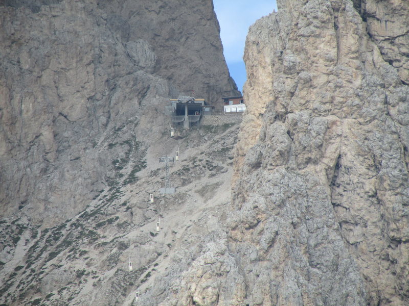 Upper terminus of the cable tram between the Langkofel and Funffingerspitze.