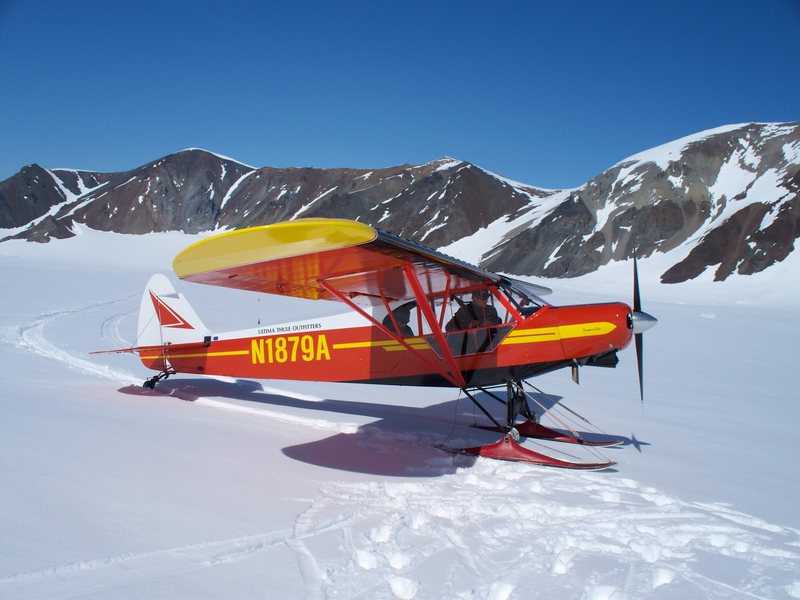 Ultima Thule Outfitters "Alpha," a two seater Piper PA-18 Super Cub that is stripped down to under a thousand pounds.