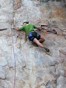 Practice Wall <br>
<br>
Brick In The Wall (5.10d X) trad <br>
<br>
Crowders Mountain State Park, North Carolina