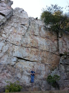 Practice Wall <br>
<br>
Brick In The Wall (5.10d X) trad <br>
<br>
Crowders Mountain State Park, North Carolina