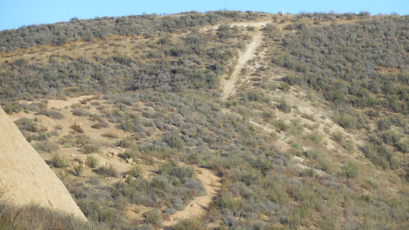 The circuitous trail from the parking area, down the hill, to Texas Canyon.