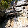 Wrestling Wall<br>
<br>
Ringside Entertainment(5.8+) trad<br>
<br>
Crowders Mountain State Park, North Carolina