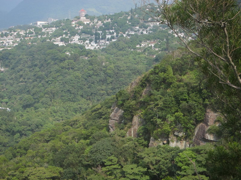 From a nearby hilltop looking north, burial chambers on the far hillside.