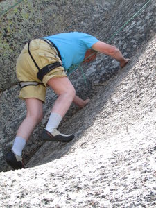 Starting the beautiful hand crack portion of climb....
