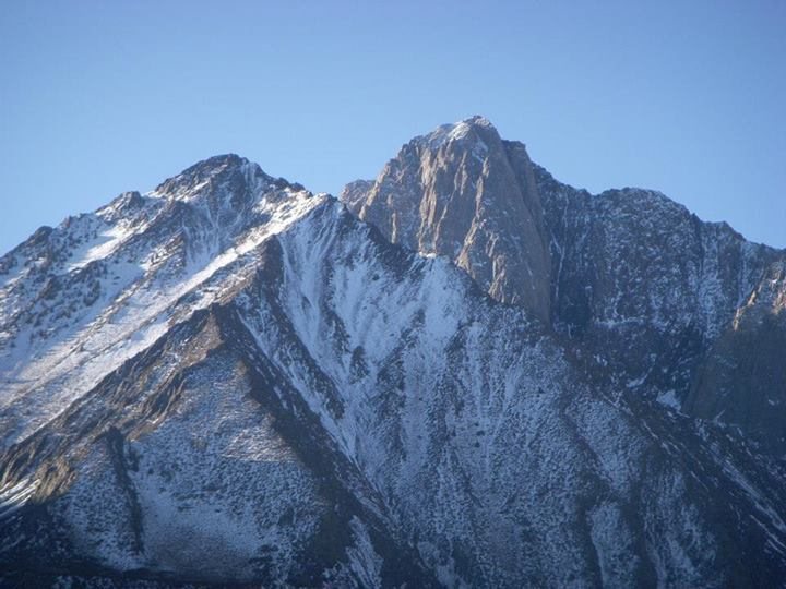 Mount Morrison peaking out from behind Mini Morrison as visible from the drive up to Convict Lake.