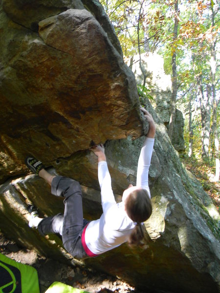 Michelle coming out of the traverse.