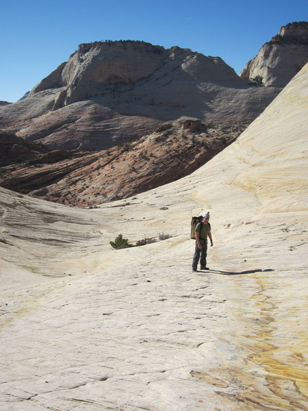 Coming through the saddle on the initial approach.