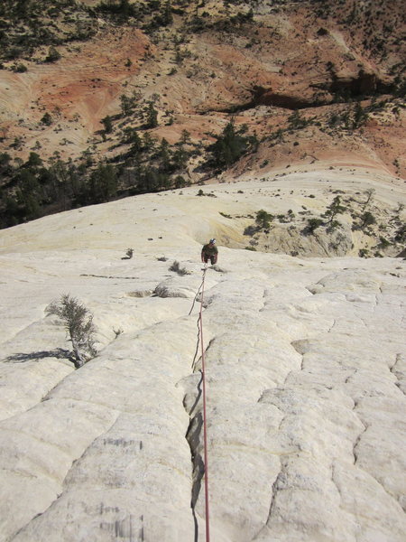 Looking down from the top of either pitch 2 or 3.