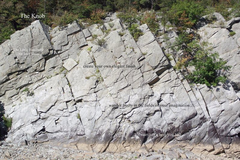 The 'Knob' - a polished north face on the downstream most 'Rocky Island'  directly across the back