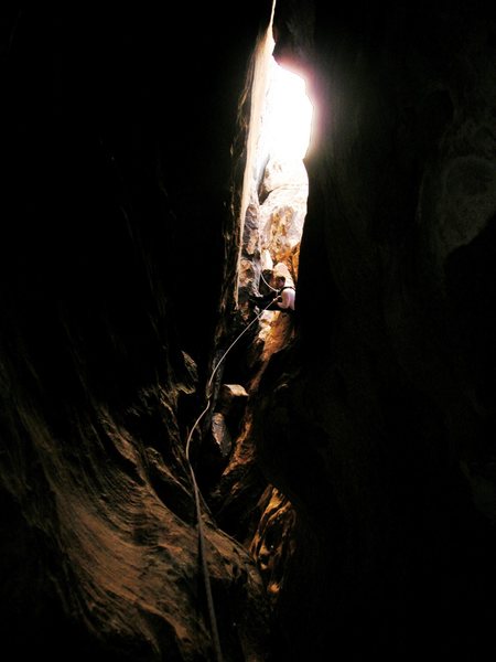 The cave pitch, Tunnel Vision, Angelfood Wall, Red Rocks, NV