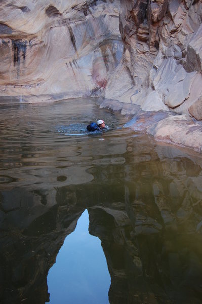 Free bath! Last big swim to get out of the canyon. 