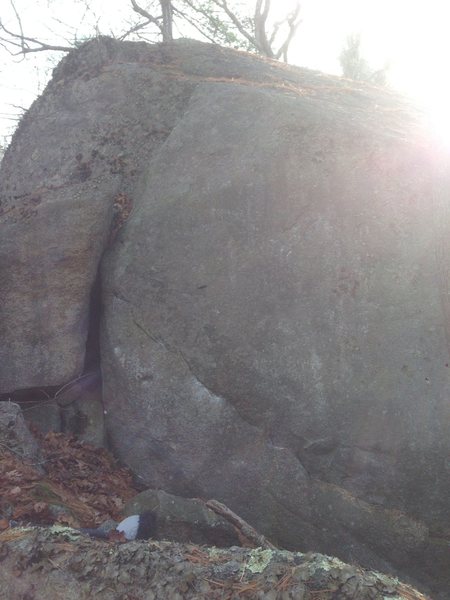 Bad pic, good lines.  Shell Game (V2) is on the left and Man of Steel (V4)  on the left.  Both have the same start.