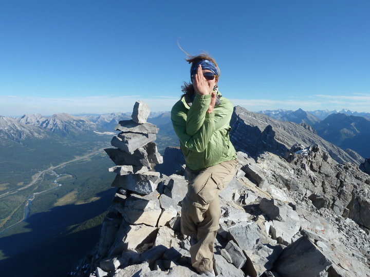 Yoga on Mount Rundel in the Canadian Rockies