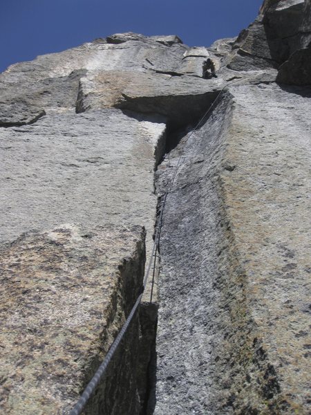 just below the crux.