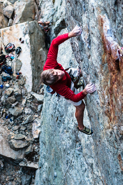 Mike Carville cruxing on Macho Man .12d=. Emeralds, CA