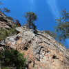 Red Wall<br>
<br>
SeamStress(5.8)trad<br>
<br>
Crowders Mountain State Park, North Carolina