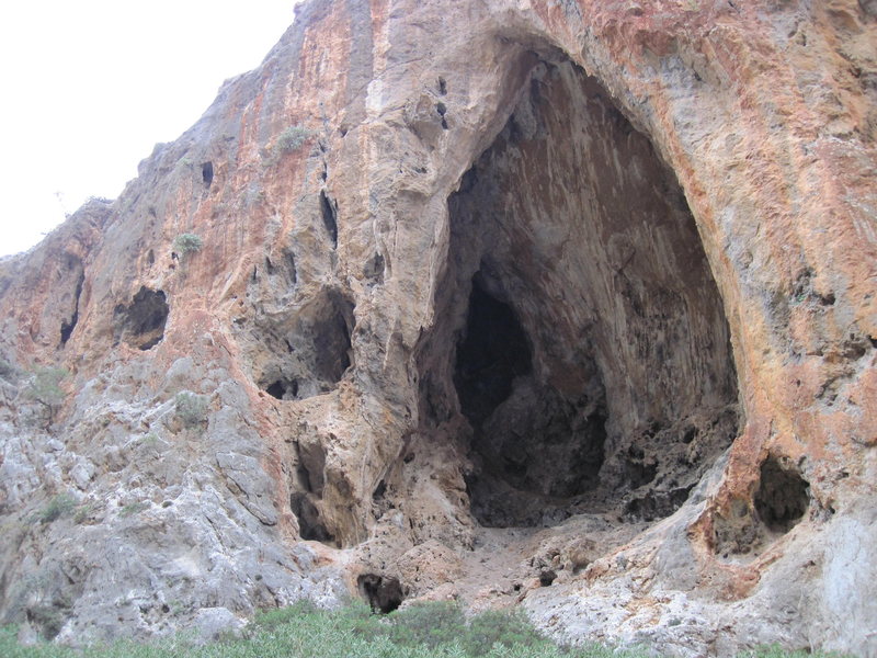 The big cave on River Left. Lots of tough climbing.