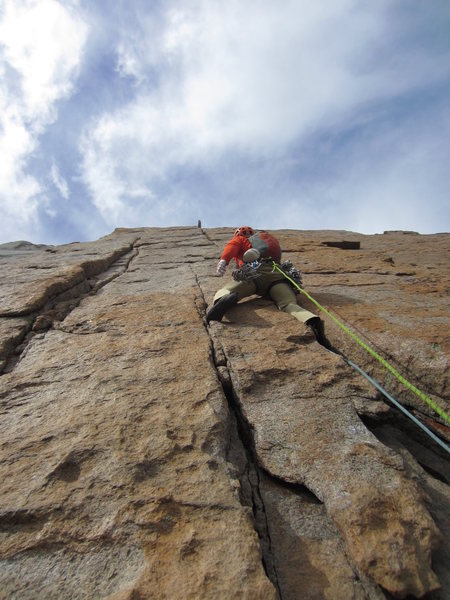 Crux pitch of Pervertical Sanctuary, August 2013. 