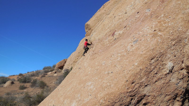 Cruising up "Hyperion" on the south face of the Elephant Head.