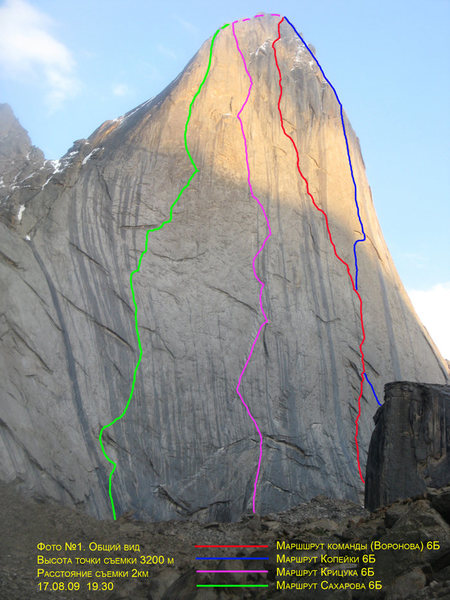 Beta picture of Peak Odessy 4810m and associated routes.