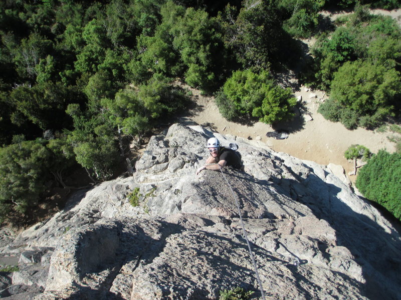 James climbing a 28m pitch, 5.8 on Torre Grande.