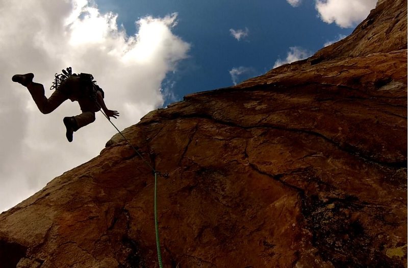 Fall on 5.11 pitch of Triton Tower