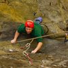 Matthew Beasley forgets we live in rain central, at least while climbing "Sunshine Induced Amnesia"