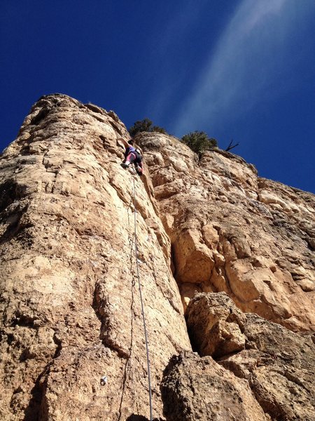 Meaghan nearing the crux. 