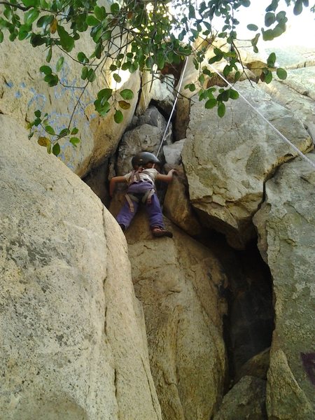 4 year old daughter climbing the chimney.