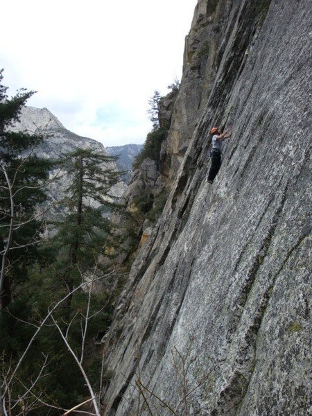 Shay climbing.