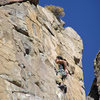 Alan chalking up at the rest below the crux. He flashed it of course!!!