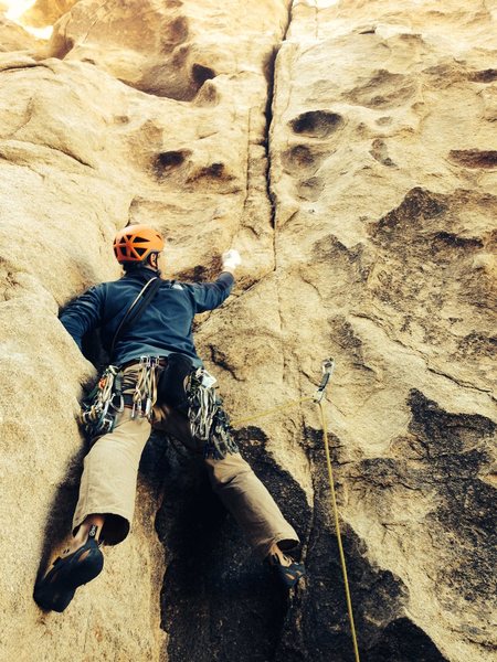 Jason at the 2nd bolt, still below the crux.