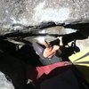 Rob Lewis not at all angry on Mad Max, v7. JY Boulders, Leavenworth, Washington.