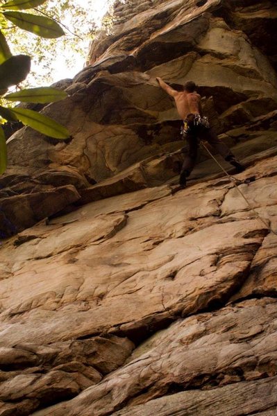 Louis on an unnamed 5.11 at South Park on the Meadow River.