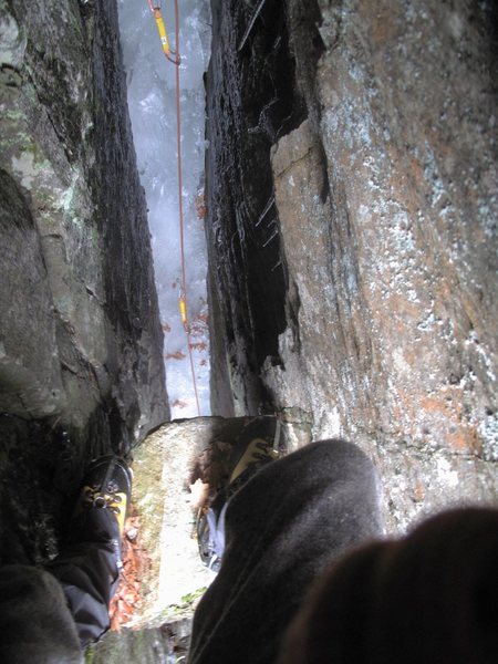 Standing atop the chock stone