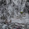 Steven VS coming up the first part of the first pitch (about 60 feet into the initial gully) on the first day of working on Rusty Cage.