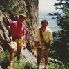 Bret Ruckman and I about to climb South Crack on the Maiden. Boulder  1986
<br>

<br>
Photo by Judy Ruckman