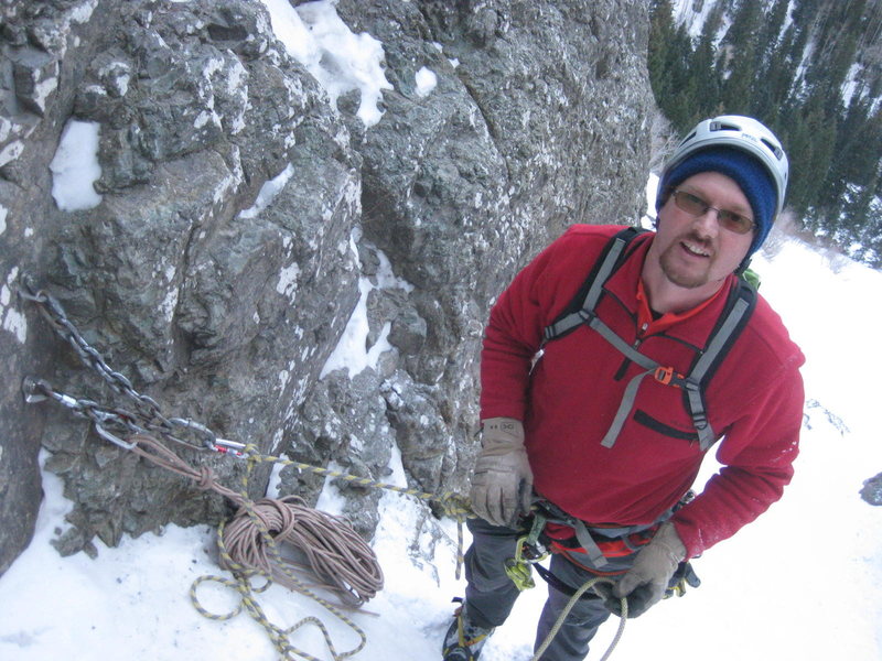 Alan Ream on the Ribbon. Ouray, Colorado Sat January 25th 2014.  Photo by Mike W.