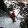 Mike on the way down. The Ribbon. Ouray, Colorado Sat January 25th 2014.  Photo by Alan Ream